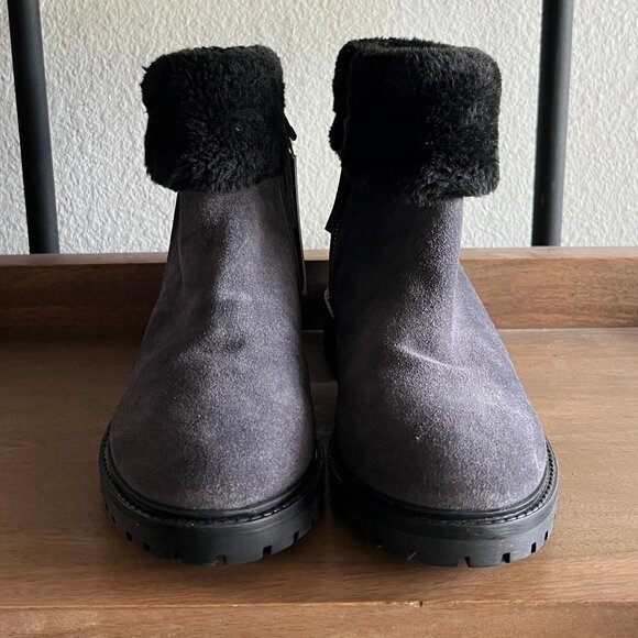 COUGAR Kendal Grey Suede Boots w/ Faux Fur Trim Sz. 8 NEW - Picture 3 of 10